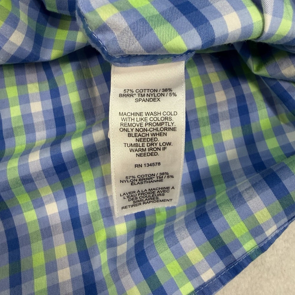Vineyard Vines Mens Large Blue Green Plaid Long Sleeve OTG Brr Performance Shirt - Picture 6 of 6